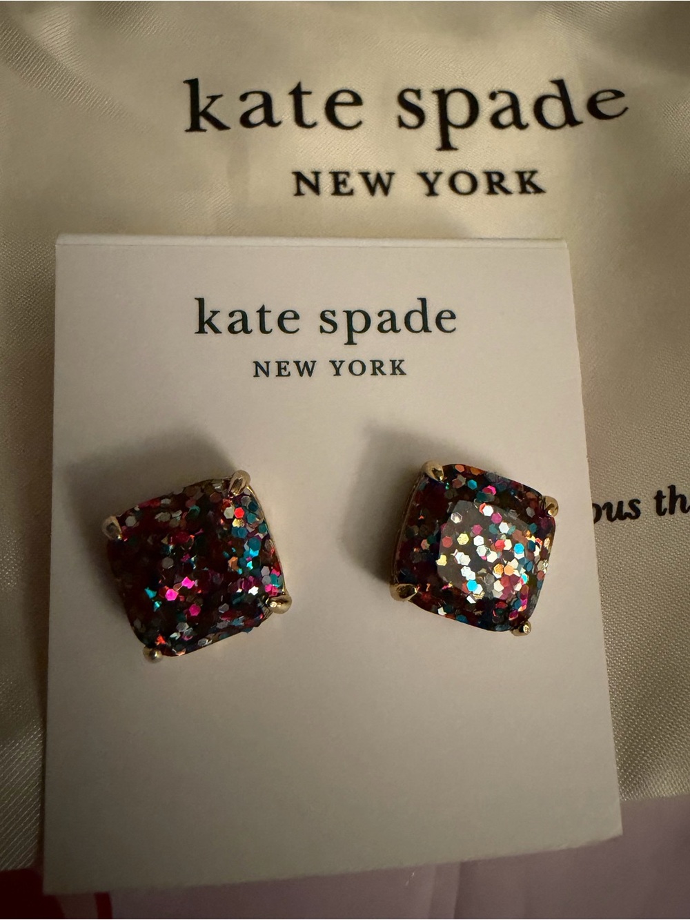 Kate Spade square stud glitter earrings! *nwt includes dust bag